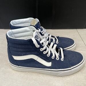 Vans Sk8-Hi Skateboarding Shoes Blue Canvas High Top Sneakers Mens